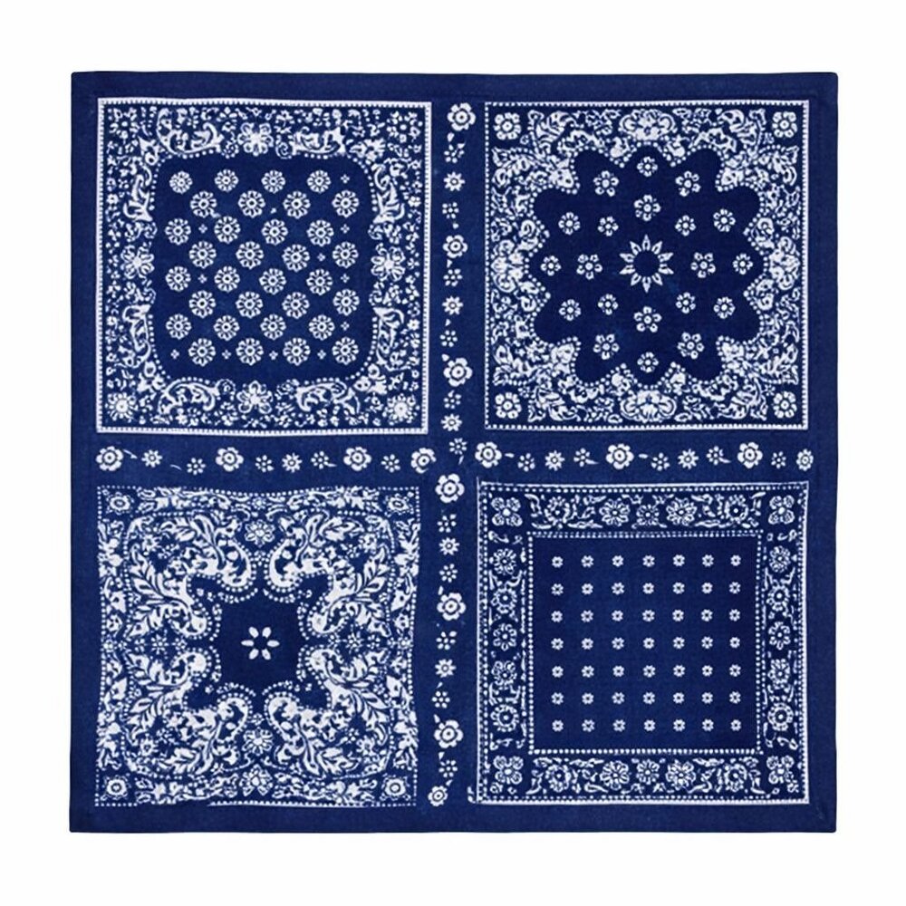 34x34 Navy Blue Paisley Western Wild Rag Scarf
